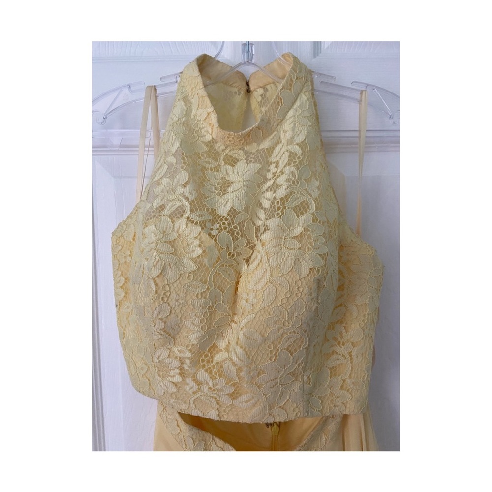 Clarisse High Neck Yellow Lace Dress